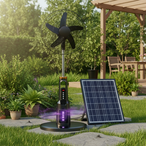 Suitable 18 Inches Solar Rechargeable Mosquito-killing AC 6-Speed 6H Runtime Portable <b>Standing</b> <b>Fan</b> with 25W Solar and 5 Blades - Product Image 3