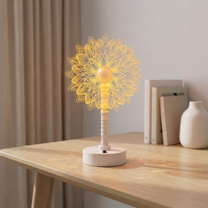Lámpara de Mesa LED Moderna con Diseño de Flor de Alambre Dorado, Luz Blanca Cálida, Control Táctil, Regulable, Cuidado de la Vista - Product Image 6
