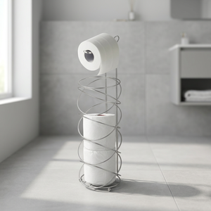 Support de porte-papier hygiénique peu encombrant avec fil en spirale résistant à la rouille rangement durable pour les essentiels de la salle de bain - Product Image 1