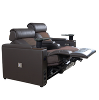 Canapé inclinable manuel en cuir PU 2 places avec table-bac pour cinéma et salon