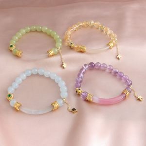 Bracelet tressé ajustable en pierre naturelle, bracelet de guérison en cristal Reiki, bracelets en cristaux pour soulager le stress - Product Image 1