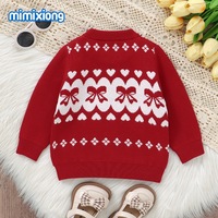 Pull en maille à motif géométrique pour filles, col rond, manches trois quarts, mélange nylon-coton, 12 jauges, collection automne
