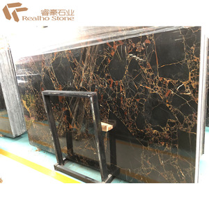 <span class=keywords><strong>Precio</strong></span> de fábrica Atenas Mármol negro y dorado Losas de mármol Portoro negro para azulejos de pared de escaleras - Product Image 5