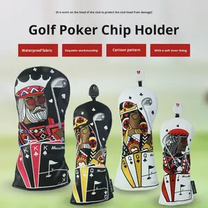 Fundas de golf personalizadas bordadas en cuatro direcciones con diseño de dibujos animados, impermeables, de material PU, con forma de L, para palos de golf, póker y clubes. - Product Image 6