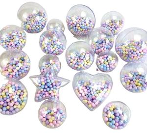 10cm פתיח חג המולד transparentes חלול גדול קשה פלסטיק כדור מבריק קישוטי בתפזורת - Product Image 1