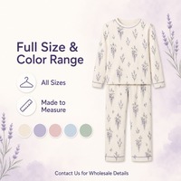 Ensemble de vêtements de détente pour femmes en viscose de bambou à 93% et élasthanne à 7%, imprimé personnalisé, motif floral lavande, manches longues, doux, respirant, deux pièces, OEM ODM