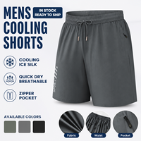 MA8067 Short de sport léger pour homme en nylon rafraîchissant avec logo personnalisé, taille élastique et poche zippée, idéal pour la course et la gym, vente en gros pour l'été