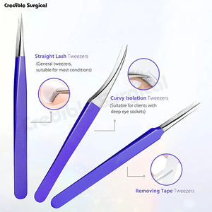 Juego de pinzas profesionales para pestañas de acero inoxidable, puntas rectas curvas y puntiagudas para uso en belleza - Product Image 3