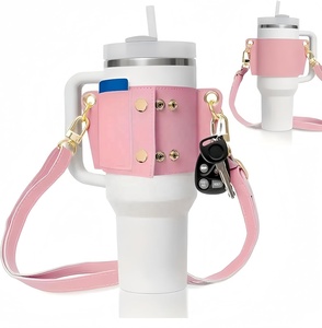 Correa transportadora de cuero con asa Soporte para botella de agua con correa ajustable para vaso de 40 oz y 30 oz - Product Image 1