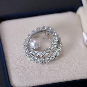 Broche de Anillo de Perlas de Agua Dulce de Alta Calidad de 8-9 mm, Diseño Clásico Elegante para Otoño e Invierno, Brillante e Impecable - Product Image 5