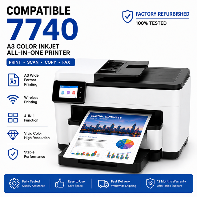 Compatible 7740 A3 Wide Format Color Inkjet All-in-One Printer Wireless Print Scan Copy Fax Office Printer