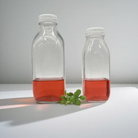 Groothandel Vierkante 100ml 300ml 500ml Lege Melk Fruit Sap Drank Glazen Flessen Transparant Met Witte Schroefdop Glazen Pot