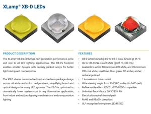 Les CREE XBDRED-00-0000-000000501 la couleur simple LED LED rouge 620 - 630nm XLamps le rendement élevé de série XB-D ont mené des puces - Product Image 2