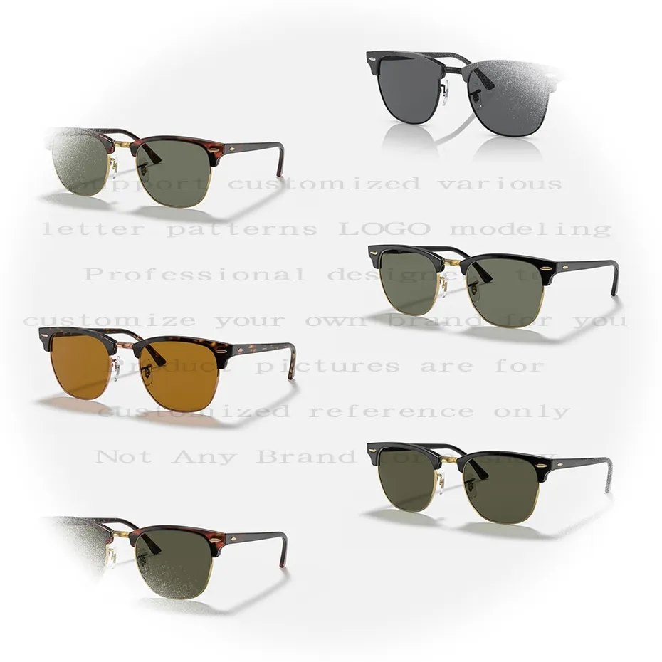 Lente de vidro polarizada 3016 para homens e mulheres, óculos de sol com dobradiça de metal luxuosa, moda personalizada em acetato, novidade de marca