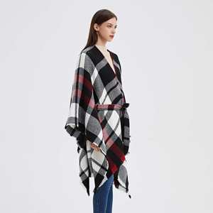 BESTELLA Écharpe élégante en acrylique à carreaux de qualité supérieure avec ceinture, nouvelle collection, chaude toutes saisons, idéale pour l'hiver, cape, manteau - Product Image 4