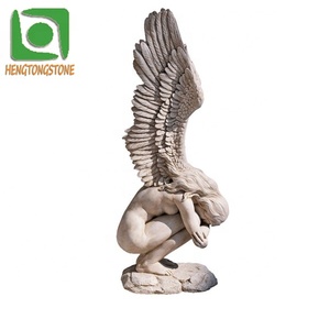 Decorazione del cimitero in <span class=keywords><strong>pietra</strong></span> intagliata grandi <span class=keywords><strong>ali</strong></span> <span class=keywords><strong>di</strong></span> apertura che piangono la statua dell'<span class=keywords><strong>angelo</strong></span> figura scultura - Product Image 1