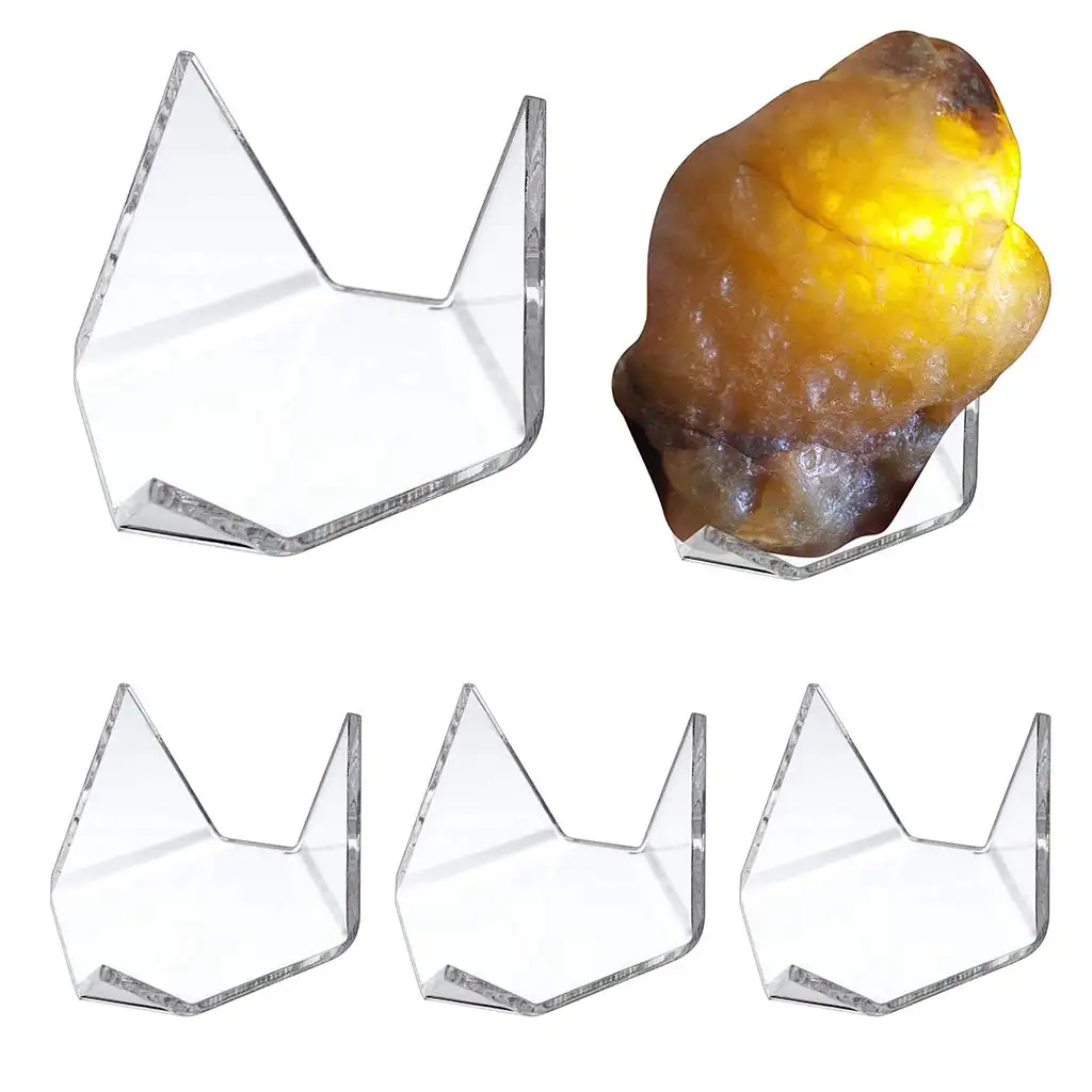 Triangle Acrylic Mineral Stone Display Rack Clear Plastic Holder Stands For Fossil Coral Small Rocks Collectibles Glass Art
