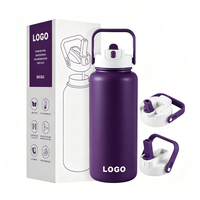 Botella de Agua de Acero Inoxidable con Aislamiento al Vacío de 32oz, con Asa y Tapa con Pajita, Libre de BPA, para Gimnasio, Camping y Senderismo, Marca Everich, Venta al Por Mayor, ODM