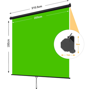 2x3M Toile de <span class=keywords><strong>fond</strong></span> murale à tirer vers le bas Portable Chroma Key Panel Green Screen for Background Removal Photography Live Gaming - Product Image 2
