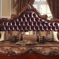 Lit double en bois massif de style américain de luxe, lit king-size vintage pour chambre à coucher, meubles pour appartements, villas et hôtels