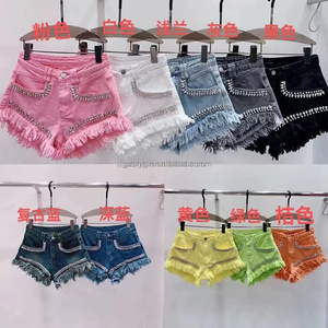 Shorts in Denim Strappati da Donna all'Ingrosso, Vita Media Elasticizzata, Estivi, Taglie Forti, Stile Vintage Y2K, <span class=keywords><strong>Jeans</strong></span> Corti Lavati per Ragazze - Product Image 3