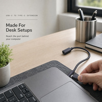 Câble d'extension USB-C vers Type-C noir de haute qualité, 1 m, avec blindage en nylon tressé et charge rapide 3A pour téléphone portable et ordinateur