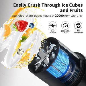 Xách tay máy xay sinh tố cốc chai USB có thể sạc lại 6 lưỡi trái cây trộn Mini tay máy ép trái cây Máy xay sinh tố với rơm - Product Image 2