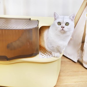 กระบะทรายแมวทรงสี่เหลี่ยมขนาดใหญ่พิเศษ แบบปิดมิดชิด ป้องกันการกระเด็น กลิ่นไม่รั่วซึม ทำความสะอาดง่าย ผลิตจากพลาสติก PP เป็นมิตรต่อสิ่งแวดล้อม - Product Image 3