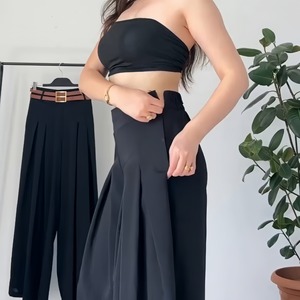 Nuovi <span class=keywords><strong>Pantaloni</strong></span> Larghi Neri da Donna Moda 2026, <span class=keywords><strong>Pantaloni</strong></span> Estivi Casual con <span class=keywords><strong>Tasche</strong></span>, Taglie Grandi - Product Image 2