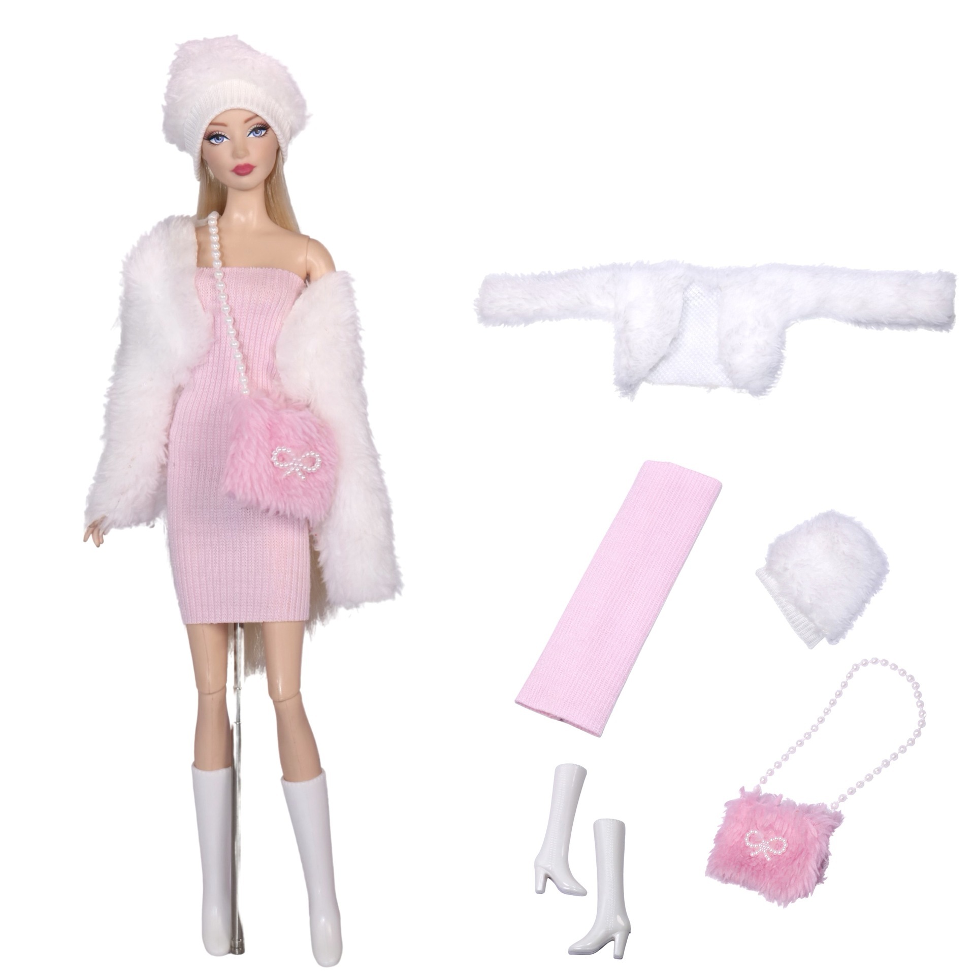 5-9-jupes chapeaux sacs chaussures-ensemble tenue-poupée non incluse