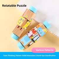 Jouet éducatif en bois à thème animaux et fruits, puzzle rotatif à 4 faces pour enfants, stimule la cognition