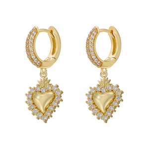 Petites boucles <span class=keywords><strong>d</strong></span>'oreilles en forme de cœur, design original, plaqué cuivre, avec un adorable <span class=keywords><strong>ours</strong></span> en peluche doré - Product Image 4