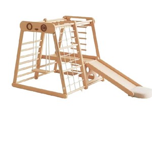 Children Wooden Climbing <b>Frame</b> Beech Wood Multi Functional Indoor Play Structure With <b>Swing</b> And Ladder For Kids - Product Image 5