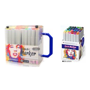 Marqueurs d'esquisse à double pointe Encre à base d'alcool 5mm de largeur d'écriture Marqueurs permanents Ciseau + pointe de balle - Product Image 2