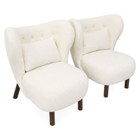 Ensemble de fauteuils d'appoint, fauteuil lounge rembourré en bouclette avec dossier boutonné, pieds en bois, personnalisable OEM, sièges pour hall d'hôtel