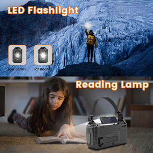 Taşınabilir şarj edilebilir acil güneş el krank AM/FM radyo USB telefon şarj 10000mAh güç banka SOS sinyal fener 5W - Product Image 4