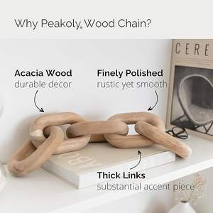 모던 미니멀리스트 팜하우스 보헤미아 브라운 책장 천연 목재 체인 링크 홈 데코 - Product Image 3