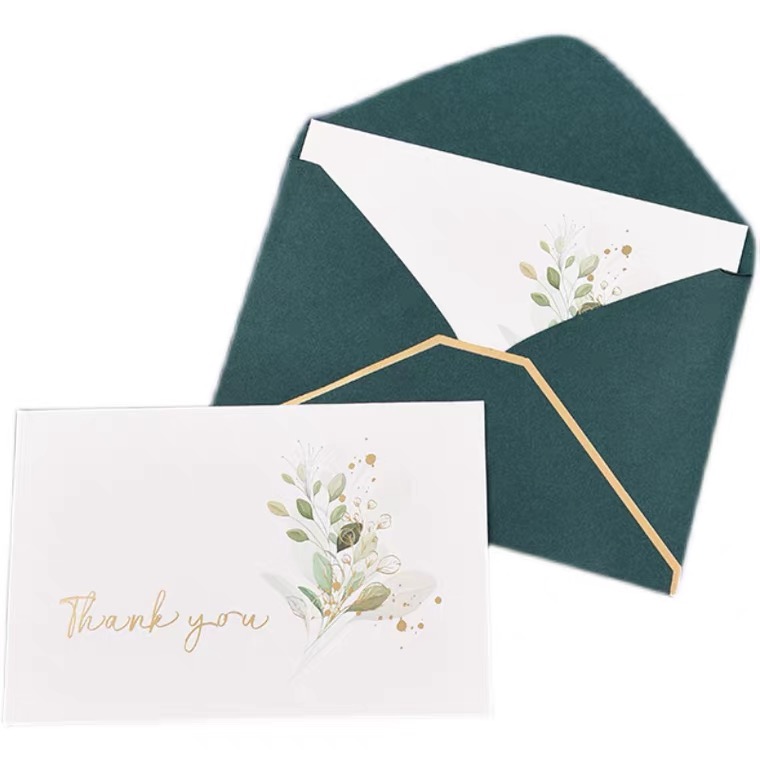 Fancy Luxury Gold Foiled Thank You Card Custom Packaging Paper Envelope With Card Printed