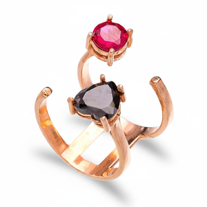 Heart Cut Onyx Stone and Ruby Stone <b>Adjustable</b> <b>Ring</b> Turkish Handmade Wholesale 925 <b>Sterling</b> <b>Silver</b> Jewelry - Product Image 2