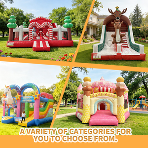 Toboggan gonflable en forme de cerf sur le thème de Noël pour un plaisir familial festif avec des caractéristiques de château gonflable et une décoration de jardin de Noël - Product Image 6