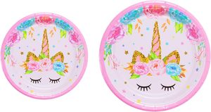 Set di Articoli per Feste a Tema Unicorno Arcobaleno, Set di Stoviglie Usa e Getta Inclusi Striscione Unicorno, Piatti, Bicchieri, Tovaglioli, Cannucce e Tovaglie - Product Image 3