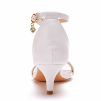 Sandales Escarpins d'Été Blancs à Talons Hauts de 5 cm, Grande Taille, pour Femme Mariage et Mariée