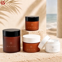Pots cosmétiques en plastique PP blanc givré ambré 50g 100g 150g 250g avec couvercles à vis pour le stockage de crèmes