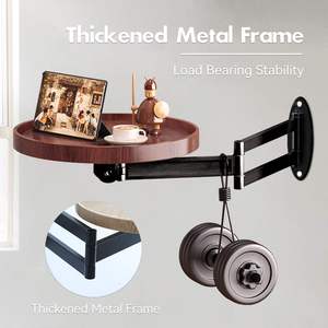 French Small <strong>Folding</strong> Desk Round Foldable Wall <strong>Table</strong> with Retractable Shelf Wood <strong>Coffee</strong> <strong>Table</strong> Desk for Bedroom Living Room Study - Product Image 3