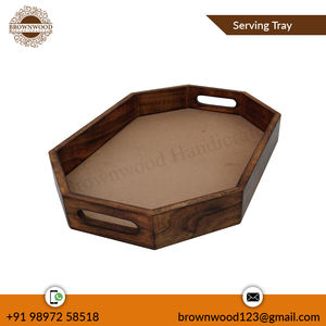 Venta al por mayor de bandejas de madera de la mejor calidad, bandeja de servicio de madera de pino de acacia y mango, forma octogonal para hoteles y restaurantes, gran oferta - Product Image 4