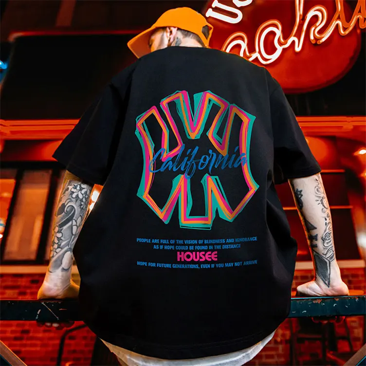 2023 Street Wear Hip Hop Overs ize Kurzarm-T-Shirts mit 100% Baumwolle und Rundhals ausschnitt