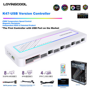 K47 ARGB-Controller Hochwertiges <span class=keywords><strong>PC</strong></span>-Gehäuselüfter-Verbindungsset Doppelte 10-Fach <span class=keywords><strong>USB</strong></span> 2.0 Schnittstellen-Erweiterung Multimedia-Verbindung - Product Image 1