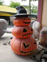 Sculpture de citrouille d'Halloween personnalisée en fibre de verre, écologique, thème fantôme, décoration en résine pour parc d'attractions et maison hantée