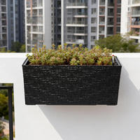Jardinière suspendue rectangulaire en résine épaissie pour balcon, pot de fleurs pour balustrade, auto-absorbant, robuste pour les jardiniers à domicile