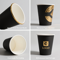 OEM/ODM Gobelets en papier noir à double paroi Impression de logo personnalisable Gobelets en papier kraft artisanat pour boissons froides café glacé avec couvercle